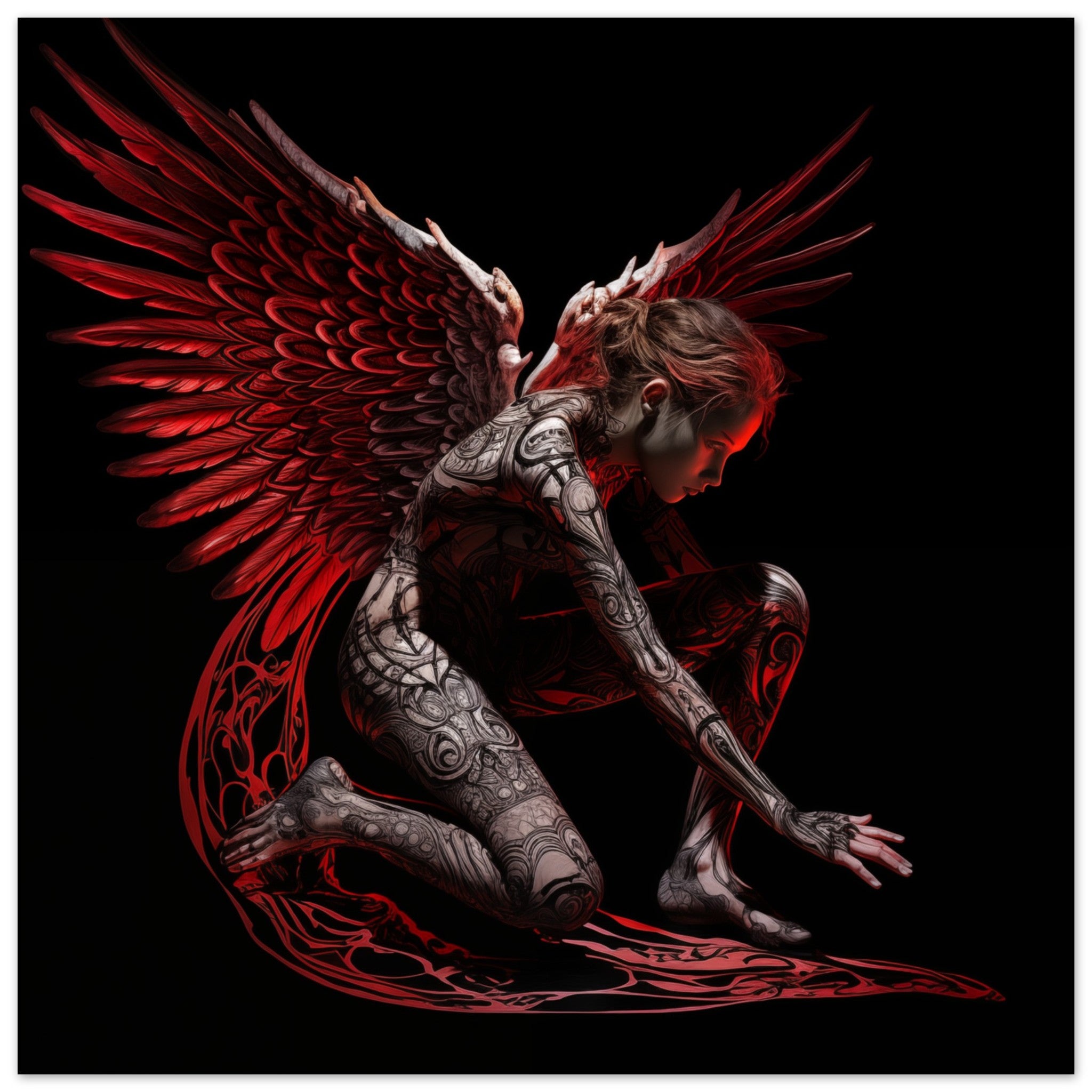 Angel Red Line Red Angel Print Free Shipping – ArchViolet